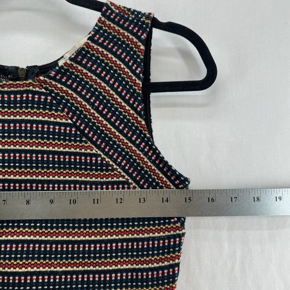 Mystic Bodycon Mini Dress Womens S Sleeveless Back Zip Striped Knit Multicolor - Picture 8 of 11